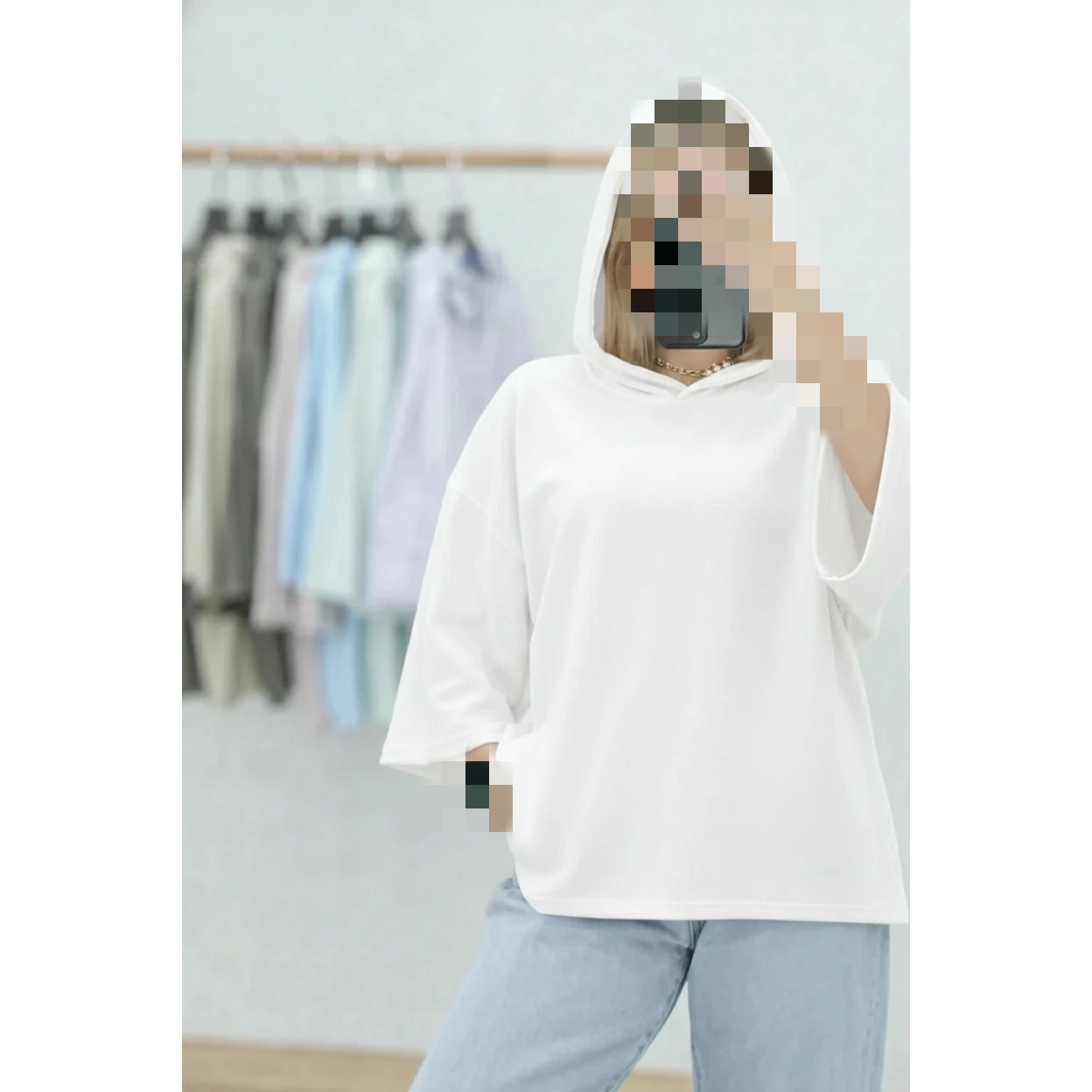 B&T تیشرت کلاه دار پنبه فری سایز 38 تا 44 ایزی شاپ آنلاین