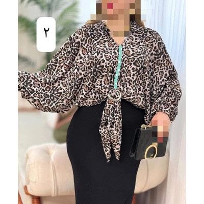 کد R060 شومیز تونیک بلوز پلنگی فری سایز ۳۸ تا ۴۸ جنس کریشه ایزی شاپ آنلاین
