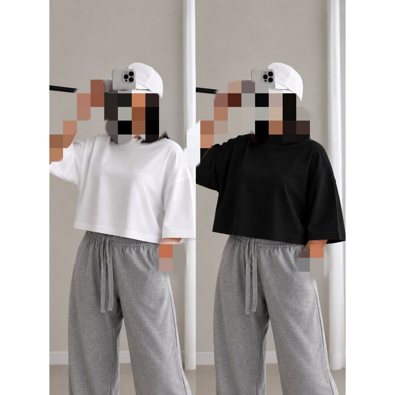 تیشرت کراپ باکسی یقه گرد فری سایز ۳۶ تا ۴۶ قد حدودا ۵۰ ایزی شاپ آنلاین