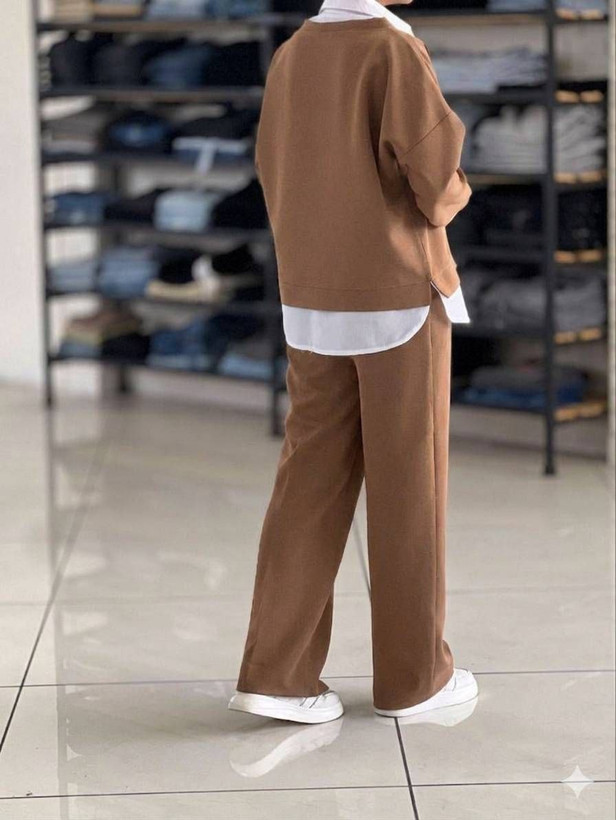 B&T ست شومیز بلوز و شلوار یقه فیک مازراتی فری سایز ۳۶ تا ۴۲ ایزی شاپ آنلاین